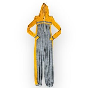 Yellow and Gray Hooded Jumpsuit